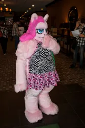 Size: 3744x5616 | Tagged: safe, derpibooru import, pinkie pie, g4, canterlot gardens, fursuit, image, indoors, irl, jpeg, photo, ponysuit, solo focus