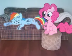 Size: 1200x929 | Tagged: safe, derpibooru import, pinkie pie, rainbow dash, pony, g4, creepy, image, jpeg, vandalism
