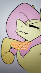 Size: 720x1280 | Tagged: safe, artist:crookedbeetles, derpibooru import, fluttershy, pegasus, pony, g4, animated, bipedal, eyebrows, eyebrows visible through hair, female, image, mare, solo, sound, spitting, webm