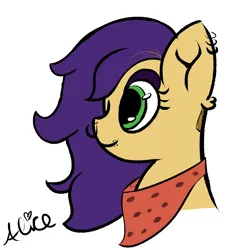 Size: 2337x2334 | Tagged: safe, artist:pinkiepieislove, derpibooru import, oc, oc:mommapumpkin, unofficial characters only, earth pony, pony, bandana, bust, dyed mane, ear piercing, earth pony oc, female, image, lip piercing, mare, nose piercing, nose ring, piercing, png, teenager