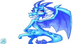 Size: 2600x1600 | Tagged: safe, artist:mannybcadavera, derpibooru import, princess ember, dragon, g4, dragoness, female, frown, high res, image, looking at you, looking back, looking back at you, png, signature, simple background, solo, white background