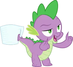 Size: 3290x3000 | Tagged: safe, artist:dashiesparkle, derpibooru import, spike, dragon, g4, just for sidekicks, image, my little pony, png, prehensile tail, simple background, solo, tail, tail hold, transparent background, vector