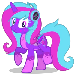 Size: 1882x1872 | Tagged: safe, artist:zslnews, derpibooru import, oc, oc:melody heartbeat sparkle, unofficial characters only, alicorn, pony, alicorn oc, cute, female, female oc, headphones, horn, image, looking at you, png, solo, vector, wings