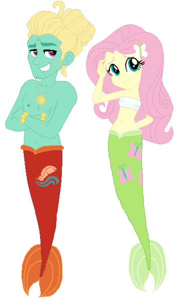 Size: 401x630 | Tagged: safe, artist:ocean lover, artist:selenaede, derpibooru import, fluttershy, zephyr breeze, human, mermaid, merman, equestria girls, g4, bandeau, bare midriff, bare shoulders, base, base used, bashful, beautiful, belly, belly button, blonde, blonde hair, blue eyes, brother and sister, butterfly hairpin, chest, cocky, covering face, crossed arms, cute, female, fins, fish tail, flutterbeautiful, girly girl, hair bun, hair ornament, happy, image, jewelry, looking at you, male, mermaid tail, mermaidized, mermanized, mermay, mershy, midriff, ms paint, necklace, open mouth, open smile, png, pose, pretty, purple eyes, shy, sibling bonding, siblings, simple background, sleeveless, smiling, smirk, solo, species swap, tail, tail fin, white background, wristband, zephyr's necklace