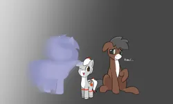 Size: 2000x1200 | Tagged: safe, artist:hullahopp, derpibooru import, oc, oc:ignis cinder, earth pony, ghost, pegasus, pony, undead, fading, family, father, female, filly, foal, gradient background, happy, image, male, mother, png, sad, trio, worried