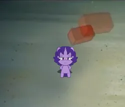 Size: 680x581 | Tagged: safe, artist:trash art, derpibooru import, oc, oc:doodles, unofficial characters only, pony, unicorn, :3, bipedal, brick, chibi, hoopla, horn, image, jpeg, krusty krab training video, looking at you, reference, smiling, solo, spongebob reference, spongebob squarepants, this will end in pain