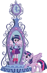 Size: 7267x11334 | Tagged: safe, derpibooru import, official, twilight sparkle, twilight sparkle (alicorn), alicorn, anthro, pony, equestria girls, g4, .psd available, anthro ponidox, female, g4 brand assets, image, magic mirror, mirror, movie poster, my little pony equestria girls, png, ponied up, pony ears, self paradox, self ponidox, simple background, solo, transparent background, twolight, wings