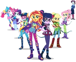 Size: 2472x2027 | Tagged: safe, derpibooru import, official, applejack, fluttershy, pinkie pie, principal abacus cinch, rainbow dash, rarity, sci-twi, sunset shimmer, twilight sparkle, human, equestria girls, g4, .psd available, alternate hairstyle, archery, archery clothes, arrow, boots, bow (weapon), bow and arrow, canterlot high, clothes, crystal prep, crystal prep academy, crystal prep shadowbolts, eyeshadow, female, fingerless gloves, freckles, friendship games archery outfit, friendship games motocross outfit, friendship games outfit, friendship games speedskating outfit, g4 brand assets, glasses, gloves, grin, helmet, humane five, humane seven, humane six, image, leggings, legwear, looking at you, makeup, motocross, motocross outfit, motorcycle outfit, movie poster, my little pony equestria girls: friendship games, pads, pants, png, ponytail, quiver, raised leg, rariskate, roller skates, school spirit, shading, shirt, shoes, shorts, simple background, skates, skating, sleeveless, sleeveless shirt, smiling, speed skating, speedskating, speedskating outfit, sports, sporty style, teenager, transparent background, tri-cross relay outfit, vector, weapon, wondercolts