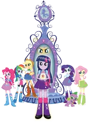 Size: 6400x8922 | Tagged: safe, derpibooru import, official, applejack, fluttershy, pinkie pie, rainbow dash, rarity, sci-twi, spike, sunset shimmer, twilight sparkle, dog, human, equestria girls, g4, .psd available, big crown thingy, crown, element of magic, female, g4 brand assets, humane five, humane six, image, jewelry, magic mirror, male, movie poster, my little pony equestria girls, png, poster, regalia, simple background, spike the dog, transparent background