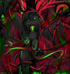 Size: 2652x2772 | Tagged: grimdark, artist:madragon, derpibooru import, oc, oc:lumishade, unofficial characters only, pegasus, pony, blood, crying, derpibooru exclusive, ear piercing, image, mushroom, pegasus oc, piercing, png, solo, spread wings, tentacles, tied up, tree, wings