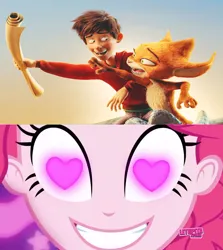 Size: 852x955 | Tagged: safe, artist:hunterxcolleen, derpibooru import, edit, edited screencap, screencap, pinkie pie, human, equestria girls, g4, ben greenbloom, comic, dragon rider (movie), forest brownie, heart, heart eyes, image, jpeg, meme, pinkie the shipper, screencap comic, shipping, shipping fuel, sorrel, wingding eyes