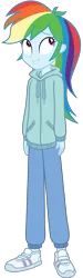 Size: 1500x5000 | Tagged: safe, artist:octosquish7260, derpibooru import, rainbow dash, human, equestria girls, equestria girls series, g4, the finals countdown, clothes, clothes swap, denim, female, hoodie, image, jeans, my little pony equestria girls: better together, my little pony equestria girls: friendship games, pants, png, shoes, simple background, sneakers, solo, standing, transparent background