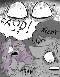 Size: 1280x1646 | Tagged: safe, artist:moudiac, derpibooru import, sunny starscout, g5, alternate universe, gasp, gasping, grayscale, image, jpeg, monochrome, nervous, nightmare, shading, sweat