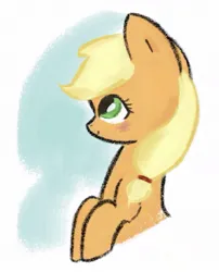 Size: 933x1155 | Tagged: safe, artist:darlingadele, ponerpics import, applejack, earth pony, pony, g4, blue background, cute, female, green eyes, image, jackabetes, jpeg, mare, simple background, solo, torso