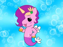 Size: 1080x810 | Tagged: safe, alternate version, artist:shucku, derpibooru import, pipp petals, pony, g5, :3, bubble, diadem, female, image, jewelry, mare, mermicorno, mermicorno: starfall, png, regalia, solo, tiara, underwater, water