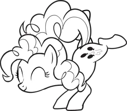 Size: 7000x6163 | Tagged: safe, derpibooru import, official, pinkie pie, earth pony, pony, a canterlot wedding, g4, party of one, .svg available, black and white, coloring page, dancing, eyes closed, female, grayscale, handstand, image, monochrome, my little pony, royal wedding, simple background, solo, stock vector, svg, transparent background, upside down, vector