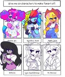Size: 1280x1529 | Tagged: safe, artist:str4wb3rri, derpibooru import, applejack, doctor whooves, lyra heartstrings, octavia melody, pinkie pie, rainbow dash, human, six fanarts, g4, female, humanized, image, jpeg, male, wip
