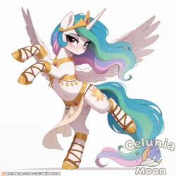 Size: 1843x1843 | Tagged: safe, ai content, derpibooru import, editor:celuniamoon, princess celestia, alicorn, pony, g4, ai composition, clothes, female, image, jpeg, mare, rearing, sandals, solo, solo female