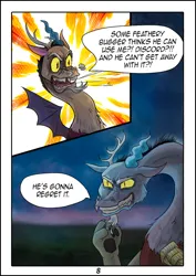 Size: 1059x1500 | Tagged: safe, artist:fomminator, derpibooru import, discord, draconequus, comic:ponyville wedding, g4, angry, comic, dialogue, image, jpeg, male, snorting, solo, speech bubble, spread wings, wings