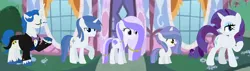 Size: 1280x364 | Tagged: safe, artist:americandragonkriegt, derpibooru import, fancypants, rarity, oc, oc:diamond sky, oc:françois la shine, oc:sparkle city, pony, unicorn, g4, base used, carousel boutique, colt, family, female, filly, foal, horn, image, male, mare, offspring, parent:fancypants, parent:rarity, parents:raripants, png, ship:raripants, shipping, stallion, straight