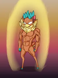 Size: 1280x1713 | Tagged: safe, artist:redahfuhrerking, derpibooru import, velvet (tfh), deer, reindeer, them's fightin' herds, bipedal, community related, dragon ball, dragon ball z, image, jpeg, muscles