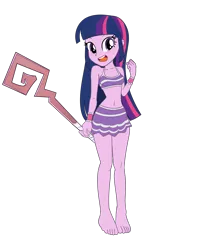 Size: 3500x4000 | Tagged: safe, artist:iloveladies2, artist:riiefu, derpibooru import, twilight sparkle, equestria girls, g4, bare midriff, barefoot, clothes, embarrassed, embarrassed underwear exposure, feet, image, nuga-cel, nuga-cel!, png, striped underwear, underwear