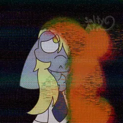 Size: 1247x1247 | Tagged: safe, artist:salty air, derpibooru import, carrot top, derpy hooves, golden harvest, pegasus, pony, semi-anthro, series:daily derpy until i give up, g4, clothes, error, female, glitch, hatsune miku, image, implied death, kasane teto, lesbian, lyrics in the description, necktie, png, sad, ship:derpytop, shipping, signaling, signature, song reference, the implications are horrible, vocaloid