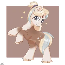 Size: 2000x2000 | Tagged: safe, artist:marbatra, derpibooru import, oc, earth pony, pony, fluffy, image, male, passepartout, png, ponytail, rearing, scar, solo, sparkles, stallion, unshorn fetlocks