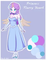 Size: 1587x2048 | Tagged: safe, alternate version, artist:trash art, derpibooru import, princess flurry heart, human, equestria girls, g4, artificial horn, artificial wings, augmented, breasts, busty princess flurry heart, character name, clothes, dress, equestria girls-ified, female, gloves, horn, image, jpeg, long gloves, magic, magic horn, magic wings, older, older flurry heart, outline, reference sheet, shoulderless, solo, white outline, wings