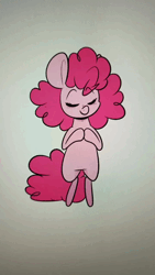 Size: 720x1280 | Tagged: safe, artist:crookedbeetles, derpibooru import, pinkie pie, earth pony, pony, g4, animated, bipedal, button eyes, cute, dancing, diapinkes, eyebrows, eyebrows visible through hair, female, image, mare, smiling, solo, sound, sweat, webm