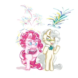 Size: 1024x1024 | Tagged: safe, artist:diesour, derpibooru import, mayor mare, pinkamena diane pie, pinkie pie, earth pony, pony, semi-anthro, g4, book, bowtie, cheek fluff, chest fluff, female, glasses, image, mare, png, simple background, thoughts, white background