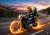 Size: 1232x864 | Tagged: safe, ai generated, prompter:tiamatnightmare, sunset shimmer, trixie, human, equestria girls, blue jeans, boots, clothes, female, fire, forest, forest background, highway, humanized, image, jacket, leather, leather boots, leather jacket, lesbian, motorcycle, mountain, mountain range, png, realistic, shipping, shoes, sunglasses, sunset, suntrix, tree, wind blown hair