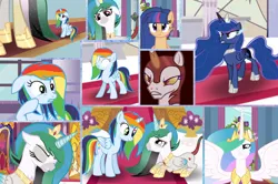 Size: 750x497 | Tagged: safe, artist:fantasiaunicornyt, derpibooru import, princess celestia, oc, oc:harmony, oc:magical star, oc:night rise, oc:royal dash, alicorn, hybrid, pegasus, pony, g4, female, image, interspecies offspring, jpeg, mare, offspring, parent:discord, parent:flash sentry, parent:king sombra, parent:princess celestia, parent:princess luna, parent:rainbow dash, parent:soarin', parent:twilight sparkle, parents:dislestia, parents:flashlight, parents:lumbra, parents:soarindash