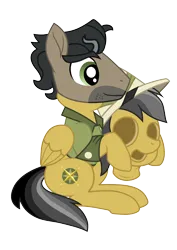 Size: 2896x4096 | Tagged: safe, artist:foxbeast, artist:slippery slope, derpibooru import, daring do, doctor caballeron, pegasus, pony, g4, bodysuit, clothes, costume, disguise, fetish, image, impersonating, male to female, mask, masking, png, pony costume, ponysuit, rule 63, show accurate, simple background, smiling, solo, transparent background, vector