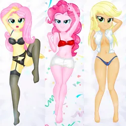 Size: 1920x1920 | Tagged: suggestive, artist:charliexe, artist:thomasxzafran, edit, editor:thomasxzafran, applejack, fluttershy, pinkie pie, equestria girls, applekieshy, breasts, busty applejack, busty fluttershy, busty pinkie pie, clothes, dakimakura cover, e-cup bra, female, group sex, image, lingerie, looking at you, png, polyamory, stupid sexy applejack, stupid sexy fluttershy, stupid sexy pinkie, threesome, trio, trio female, underwear, underwear aside