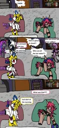 Size: 1172x2503 | Tagged: safe, artist:ask-luciavampire, derpibooru import, oc, oc:karin lilith, oc:kuro wonder, oc:phoebe ann, oc:scarlett rose, oc:silas woods, earth pony, pegasus, pony, undead, unicorn, vampire, vampony, werewolf, ask, horn, image, png, redesign, return blog, tumblr, tumblr:ask-scarletrose-ponys