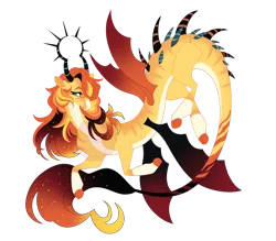 Size: 1280x1120 | Tagged: safe, artist:gigason, derpibooru import, oc, oc:baily bead, draconequus, image, interspecies offspring, offspring, parent:discord, parent:sunset shimmer, parents:suncord, png, simple background, solo, transparent background