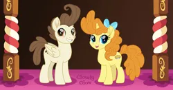 Size: 1235x647 | Tagged: safe, alternate version, artist:cloudy glow, derpibooru import, pound cake, pumpkin cake, pegasus, unicorn, g4, brother and sister, cake twins, female, horn, image, jpeg, male, older, older pound cake, older pumpkin cake, siblings, twins