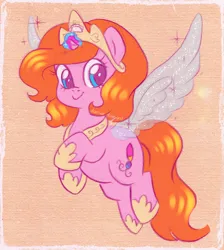 Size: 1556x1733 | Tagged: safe, artist:dariarchangel, derpibooru import, oc, oc:dazha, pony oc, unofficial characters only, pony, unicorn, g4, abstract background, adorable face, artificial wings, augmented, belly, big belly, blue eyes, c:, crown, cute, cute smile, dazhabetes, digitally colored, female, female oc, flying, ginger hair, ginger mane, ginger tail, glow, glowing horn, hoof shoes, horn, image, jewelry, magic, magic wings, mare, mare oc, mixed media, not an alicorn, orange hair, orange mane, orange tail, peytral, pink coat, png, princess shoes, regalia, round belly, small horn, smiling, smol, solo, sparkles, spread wings, tail, teenager, transparent wings, two toned magic, unicorn oc, weapons-grade cute, wings