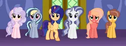 Size: 1280x473 | Tagged: safe, artist:melodymoonlight15, derpibooru import, oc, oc:apple flower, oc:aurora sparkle, oc:cotton candy, oc:diamond sparkle, oc:golden apple, oc:thunder sky, unofficial characters only, alicorn, earth pony, pegasus, pony, unicorn, alicorn oc, female, horn, image, jpeg, mare, needs more jpeg, offspring, parent:applejack, parent:big mcintosh, parent:caramel, parent:fancypants, parent:flash sentry, parent:fluttershy, parent:pinkie pie, parent:pokey pierce, parent:rainbow dash, parent:rarity, parent:soarin', parent:twilight sparkle, parents:carajack, parents:flashlight, parents:fluttermac, parents:pokeypie, parents:raripants, parents:soarindash, wings