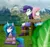 Size: 1920x1800 | Tagged: suggestive, artist:lordshrekzilla20, derpibooru import, edit, fluttershy, izzy moonbow, rarity, human, pony, unicorn, equestria girls, g4, g5, belt, bondage, boots, bound and gagged, cloth gag, clothes, femsub, fluttersub, gag, help us, high heel boots, horn, image, izzysub, jpeg, outdoors, over the nose gag, rarisub, shirt, shoes, skirt, submissive, tied to chair, tied up