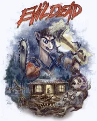Size: 2858x3557 | Tagged: semi-grimdark, artist:dankov, derpibooru import, rarity, twilight sparkle, g4, ash williams, evil dead, image, movie poster, png