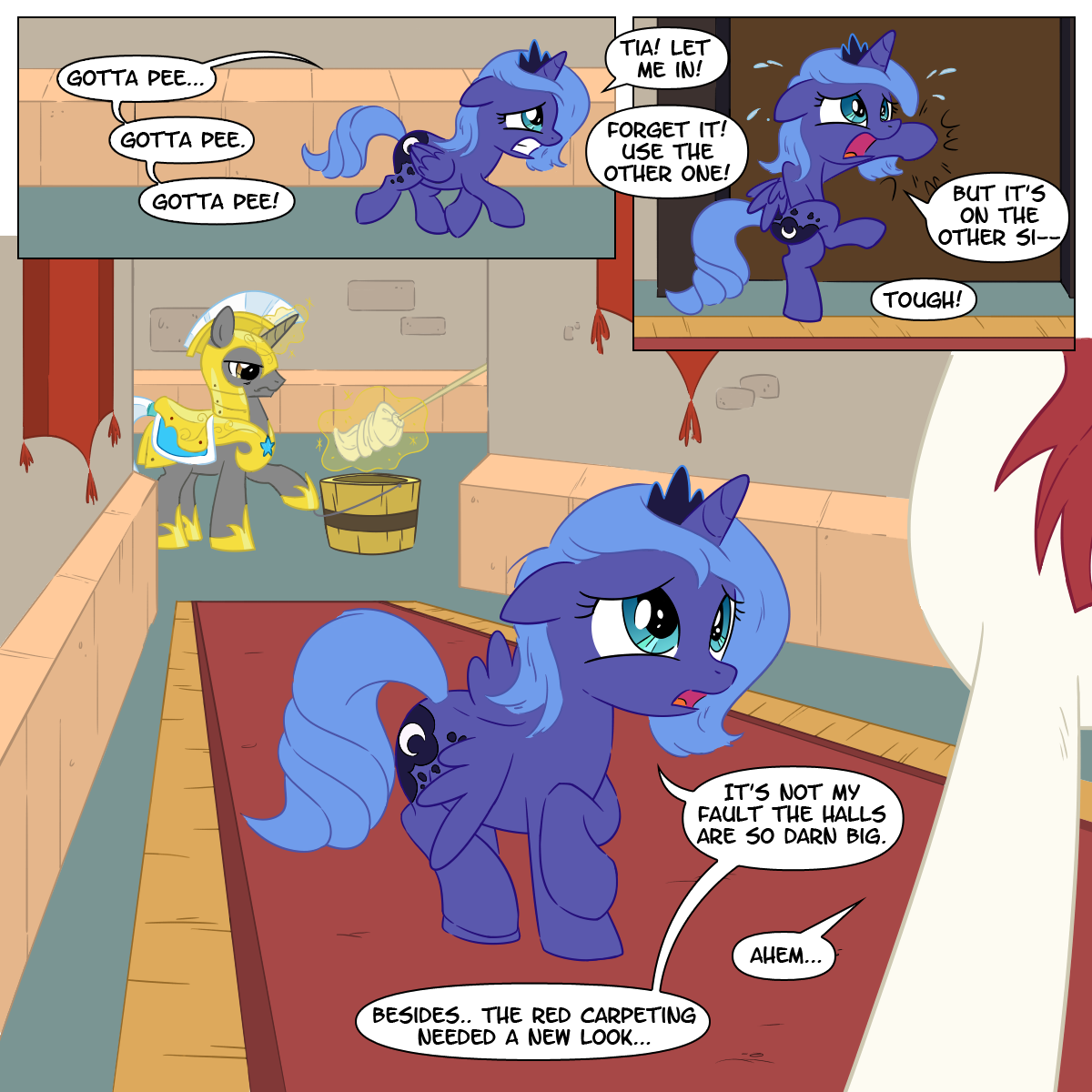 361067 - bathroom denial, colored, comic, covering crotch, derpibooru  import, desperation, filly, implied urine, implied wetting, lauren faust,  need to pee, oc, oc:fausticorn, omorashi, potty dance, potty emergency,  potty failure, potty time,