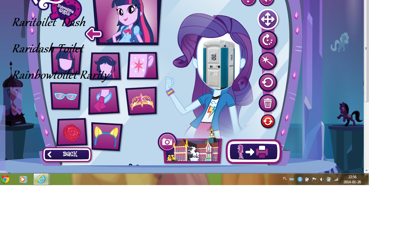 392015 - safe, derpibooru import, rainbow dash, rarity, equestria girls,  become an equestria girl, toi toi, toilet - Twibooru