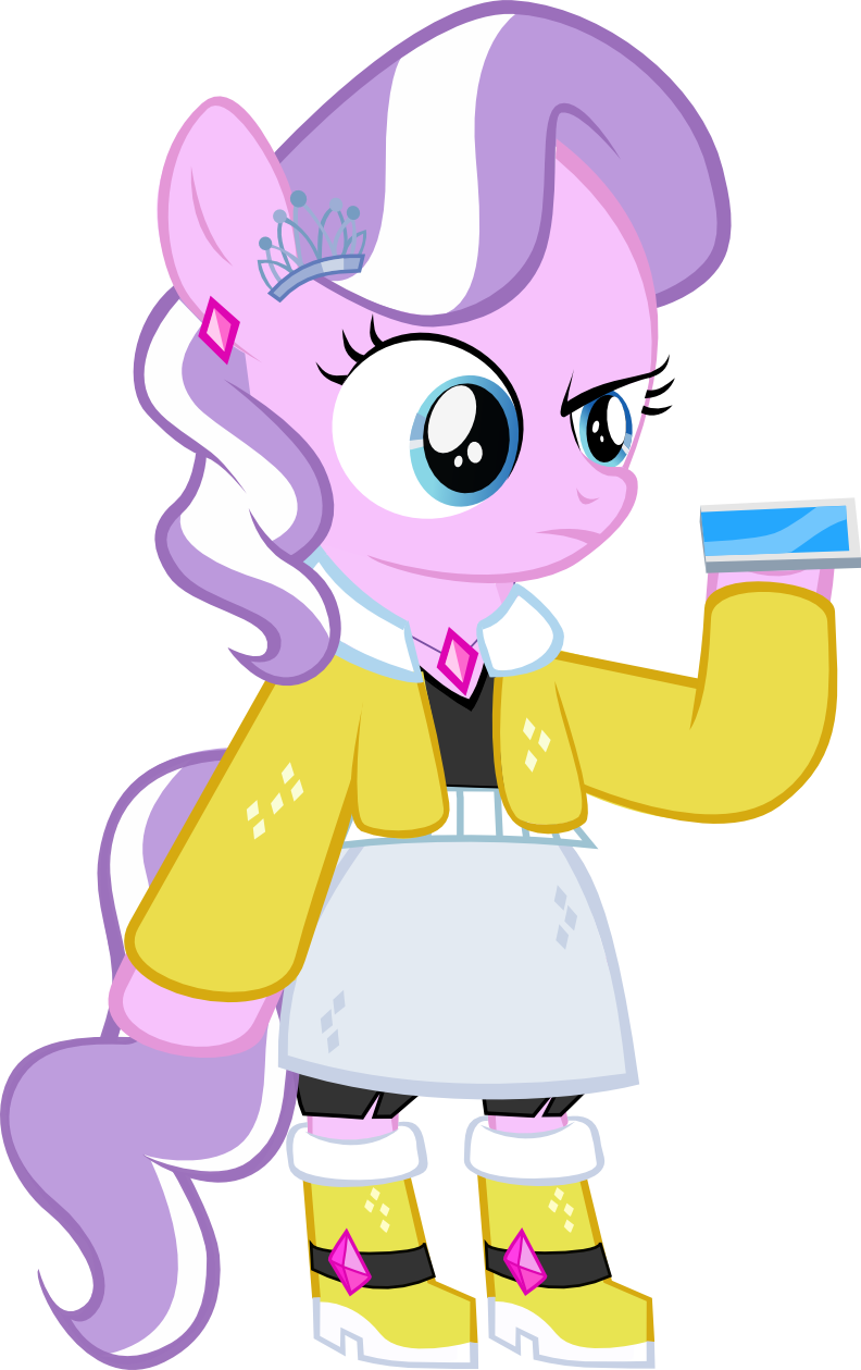 434942 - safe, artist:magerblutooth, derpibooru import, diamond tiara,  pony, bipedal, clothes, equestria girls outfit, phone, simple background,  solo, transparent background, vector - Twibooru