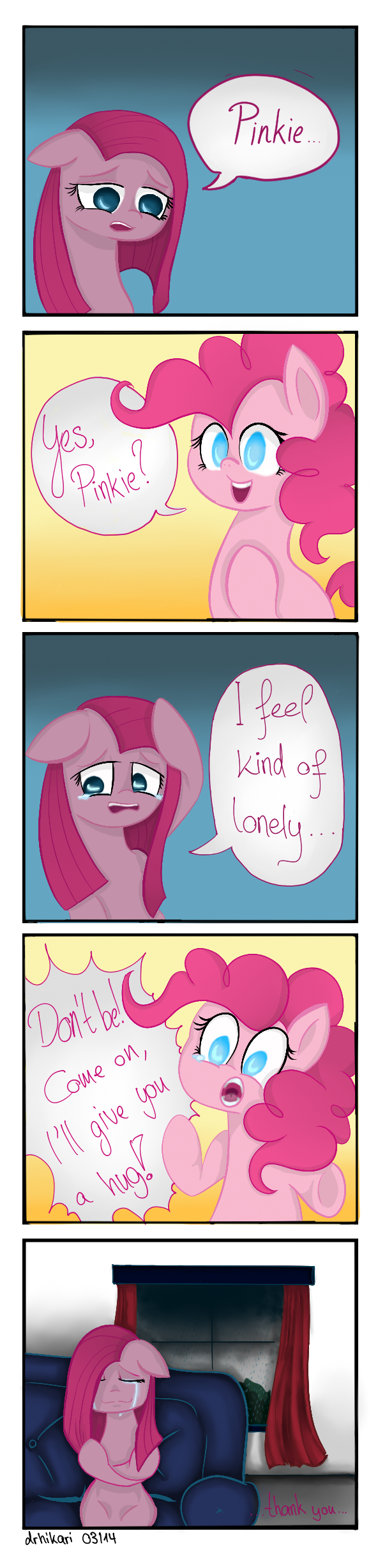 504842 - safe, artist:drhikari, derpibooru import, pinkamena diane pie, pinkie  pie, comic, crying, duality, feels, hug, sad, sad smile, tears of joy -  Twibooru, image size:592x2456