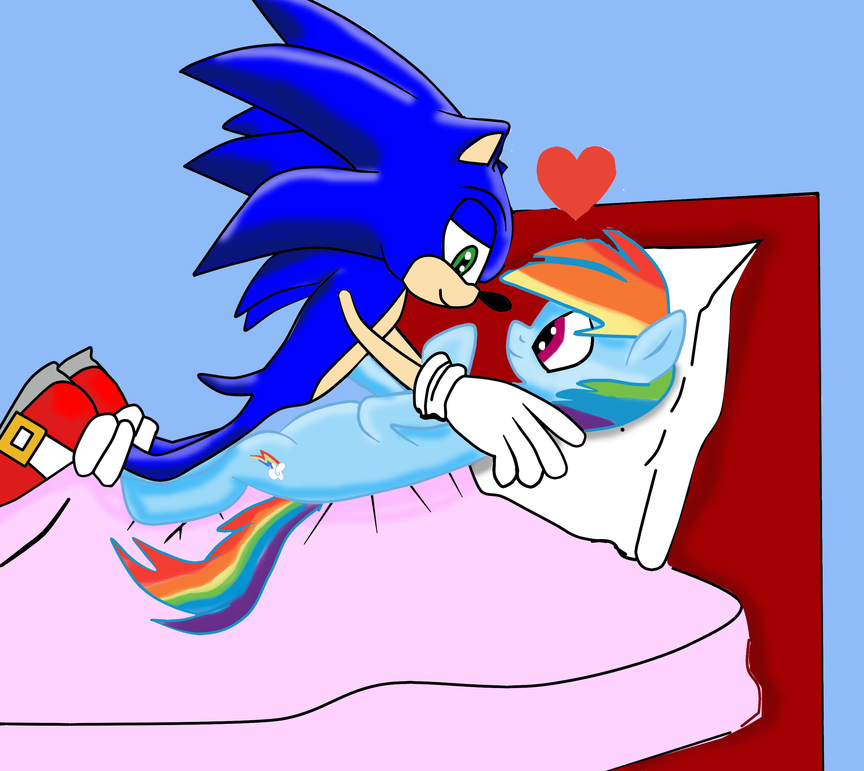 sonic and rainbow dash kiss