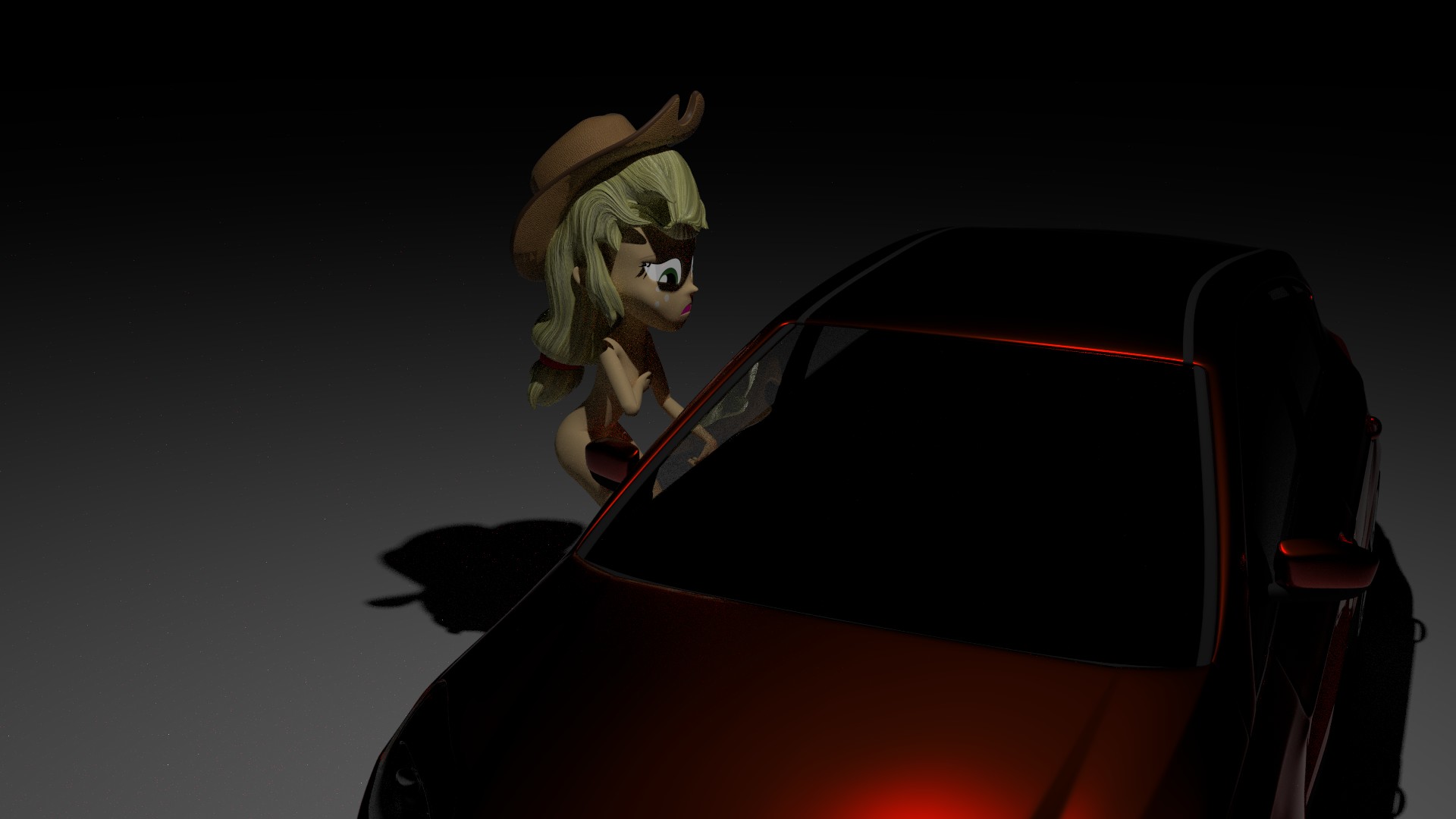 683457 - questionable, artist:creatorofpony, artist:enf-mlp,  artist:shiningarmorboy01, derpibooru import, applejack, equestria girls,  3d, blender, car, covering, embarrassed, embarrassed nude exposure, female,  ford focus, locked out, locked out naked ...