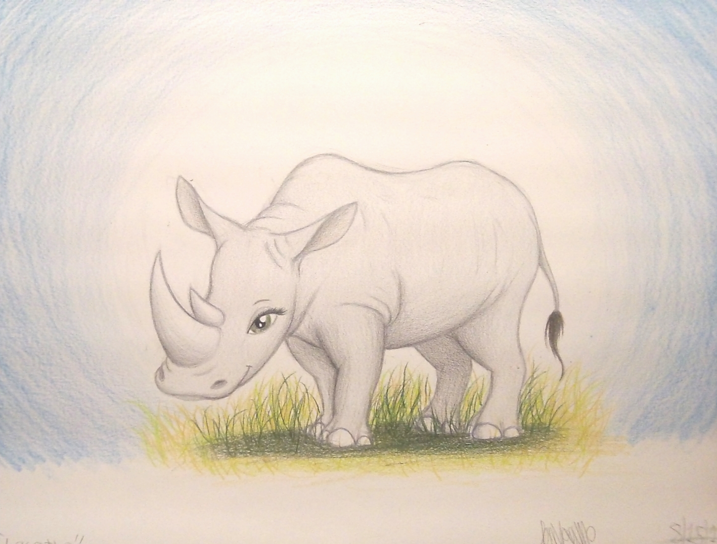 Носорог рисунок легкий