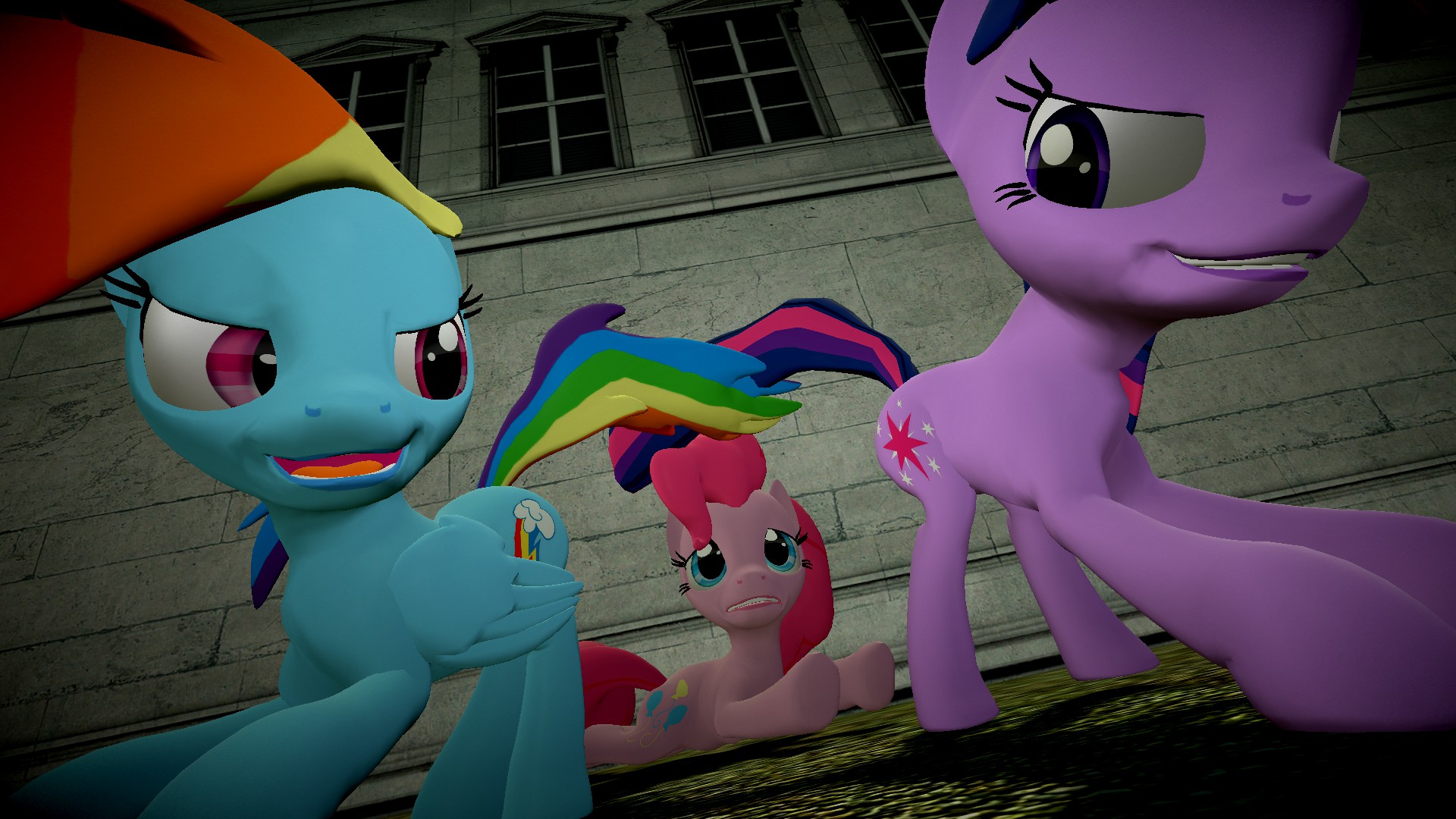 822349 - 3d, artist:tacko marceno, derpibooru import, fart fetish, gmod,  imminent fart, pinkie pie, questionable, rainbow dash, twilight sparkle -  Twibooru